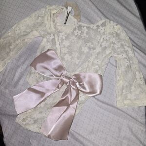 Elegant Lace Sleepwear with Satin Bow